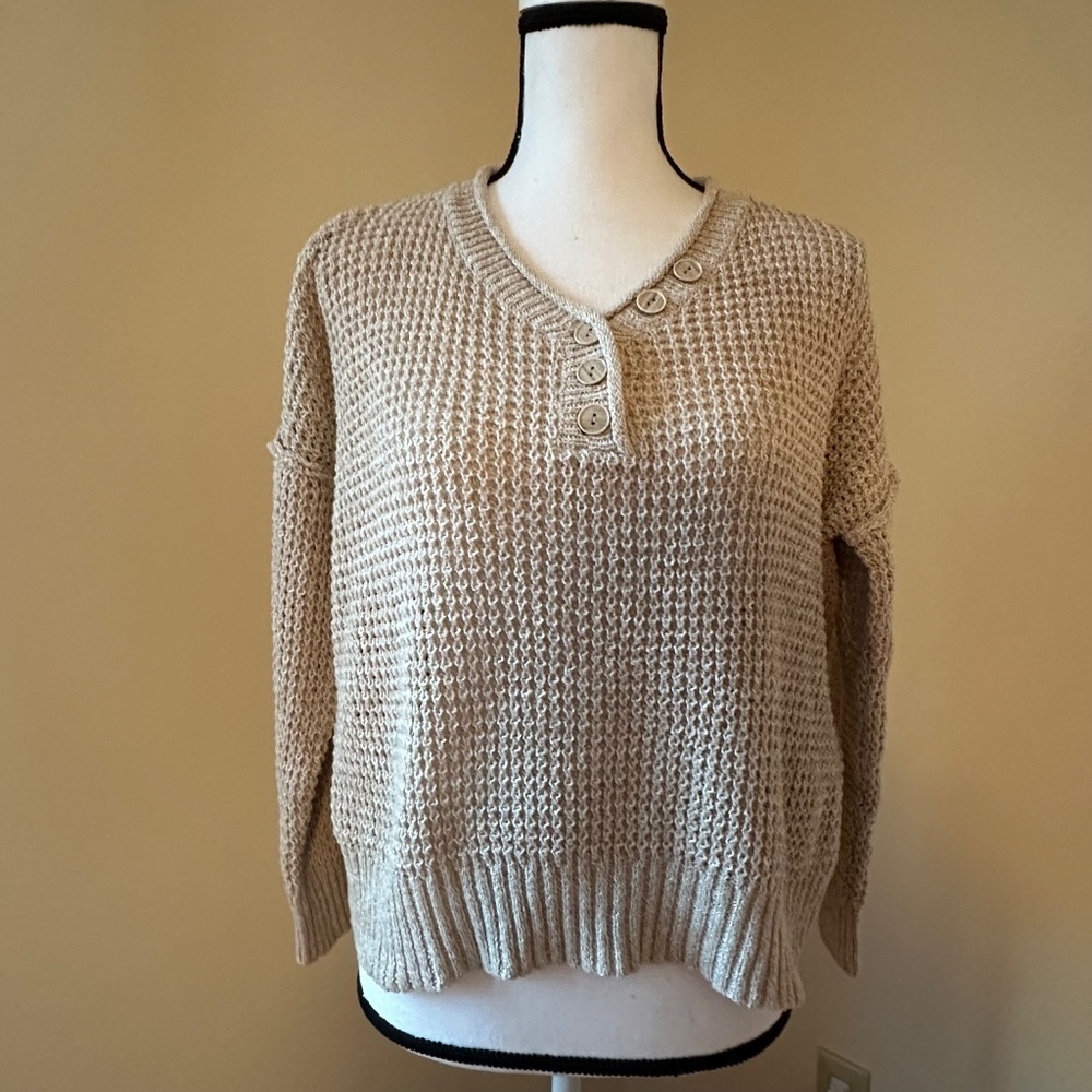 *SHEIN* Tan Knitted Long Sleeve Sweater Size 6